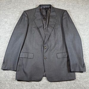 Hickey Freeman Boardroom Blazer Men 44 Long Navy Black Checked 100% Pure Wool